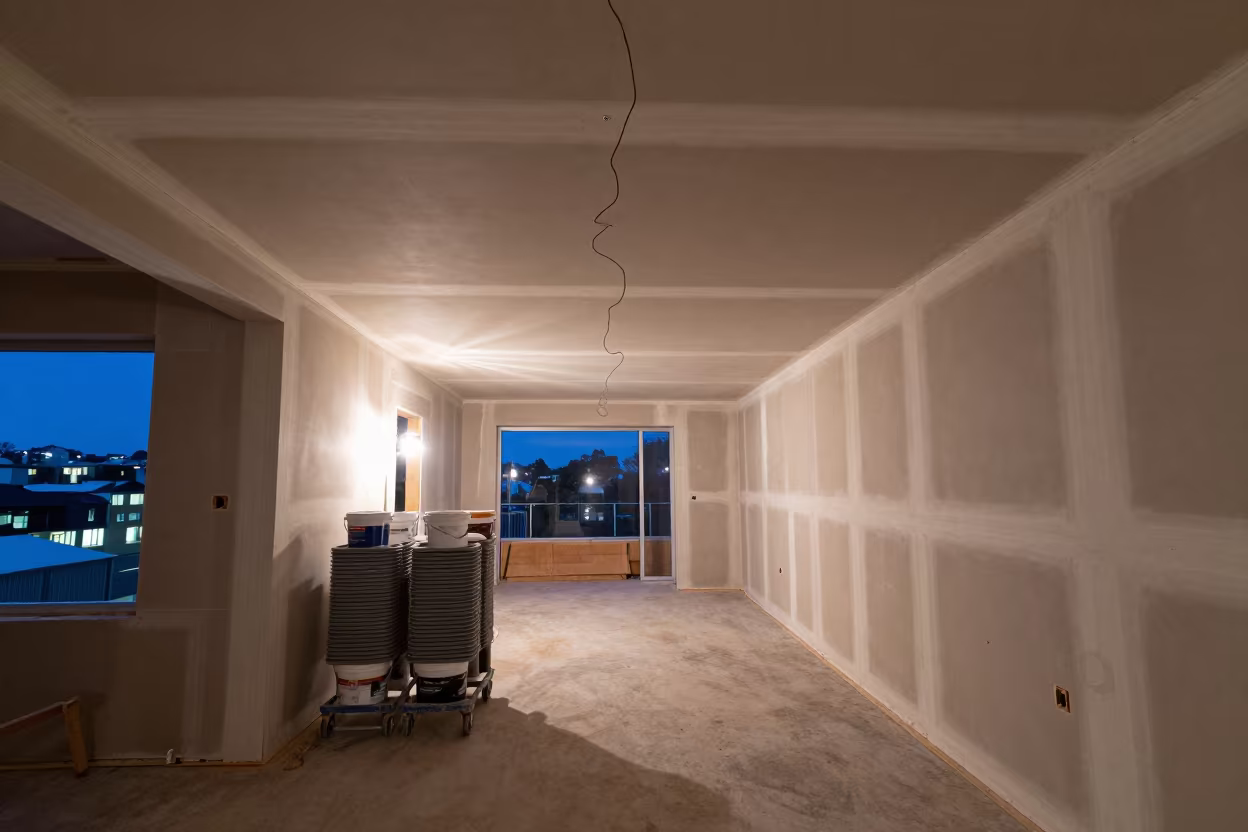 Drywall Lift Staging Area Tasmania Midsummer in at a drywall staging area in Tasmania