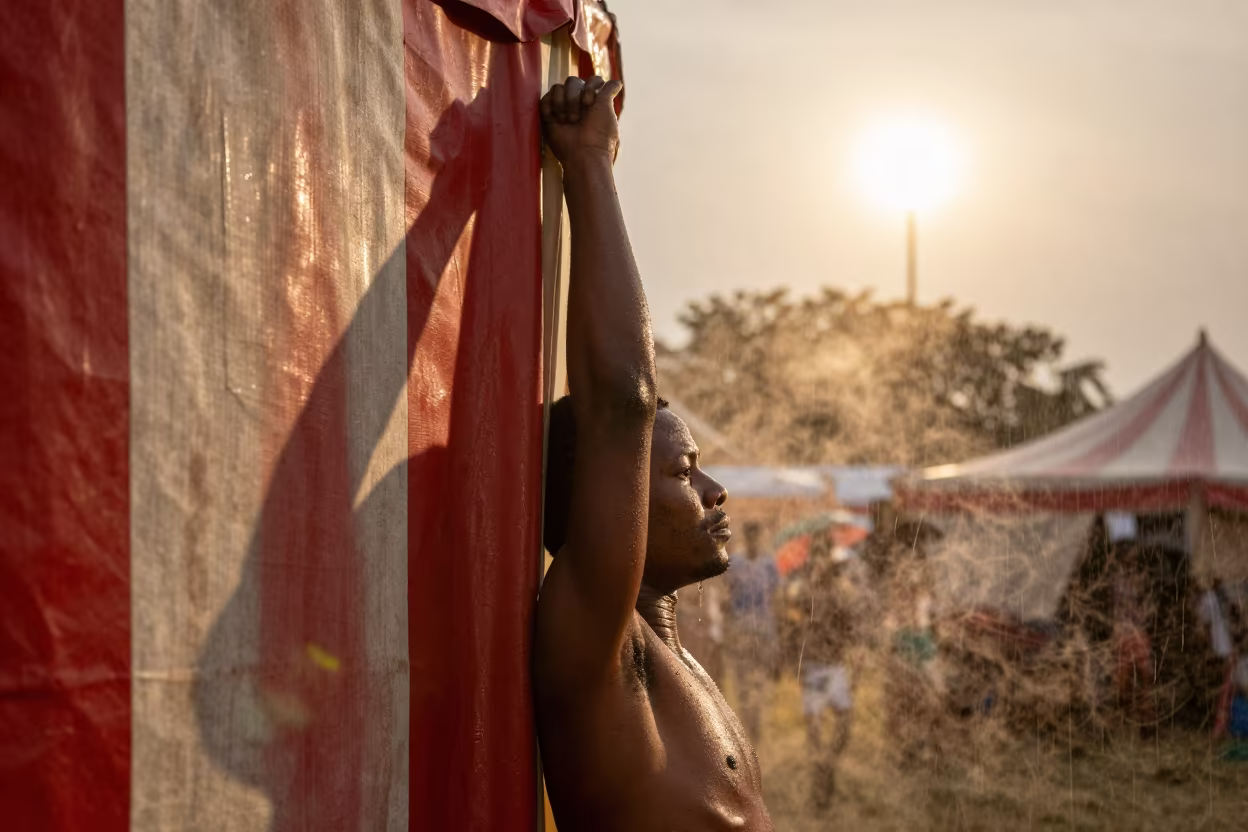 Dual Sun Circus Acrobat Lagos Stretch in under a circus tent in Ikoyi, Lagos