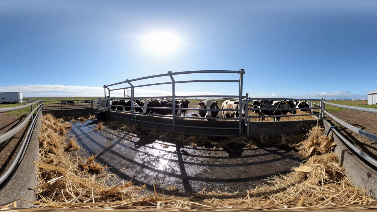 Dual Sun Over Livestock Trailer Wash Rack in Iceland in inside a ranch corral in Iceland