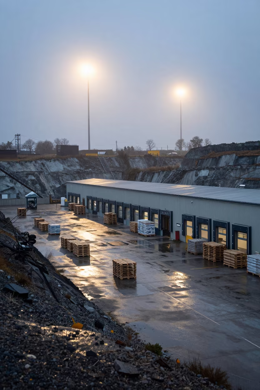 Dual Sun Over Quarry Loading Bay in on a quarry ledge near Charleston