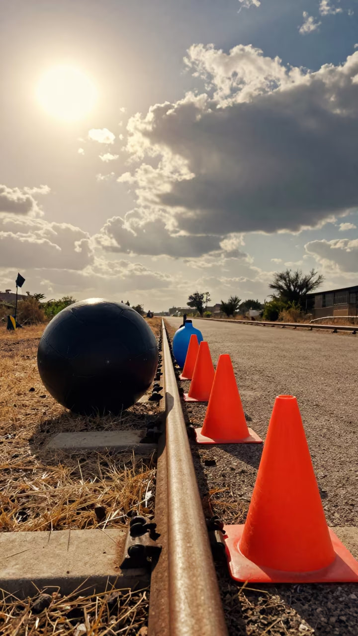 Dual Sun Workout Landing with Equipment in along a turf bootcamp lane outside the gym near Trabzon