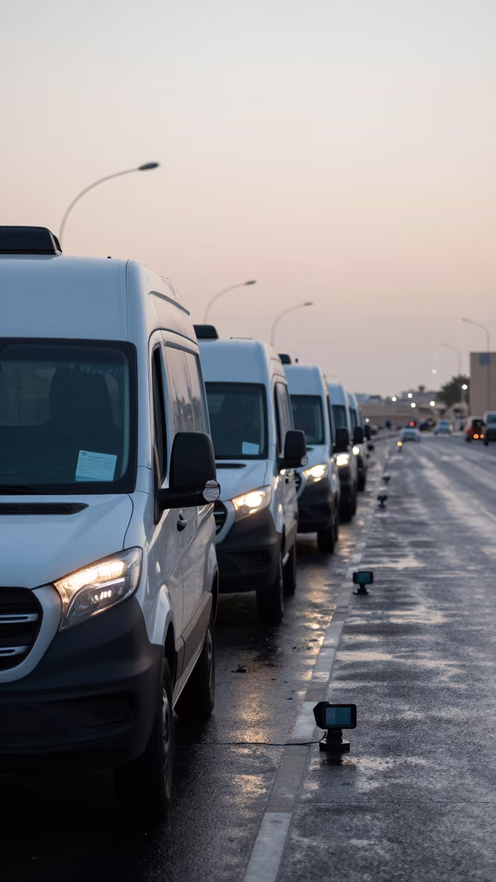 Dubai Courier Van Bay Dawn Light Logistics in beside a courier van bay in Dubai