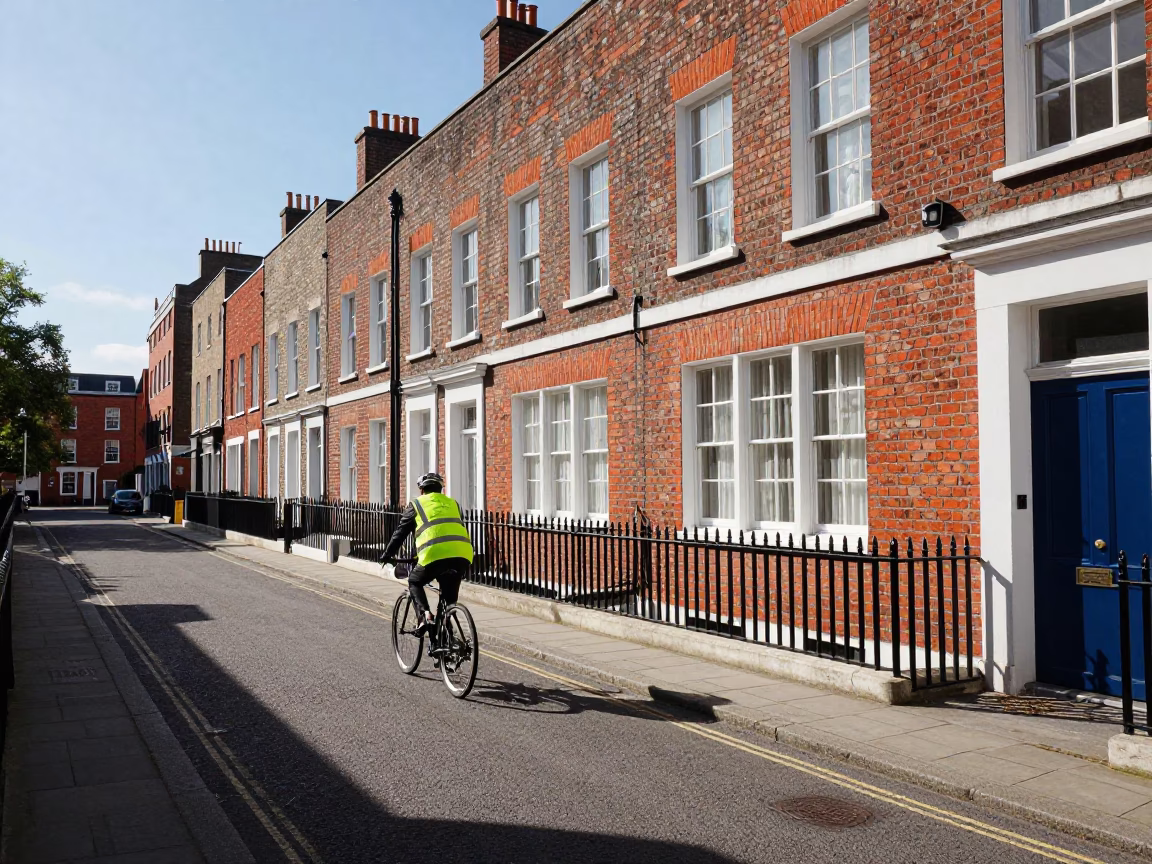 Dublin Cyclist at Afternoon Light in in Dublin, Ireland