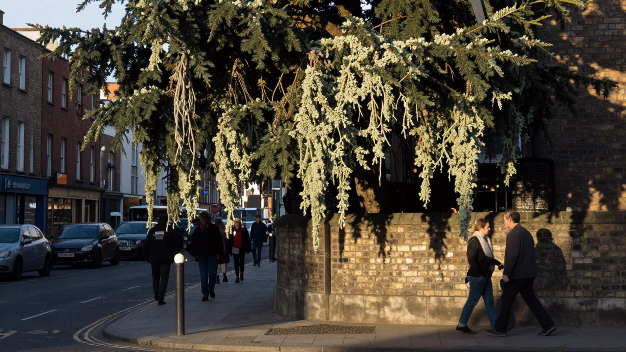 Dublin Ireland 1980s Street Scene Late Afternoon Light Lichen and Urban Details in in Dublin, Ireland