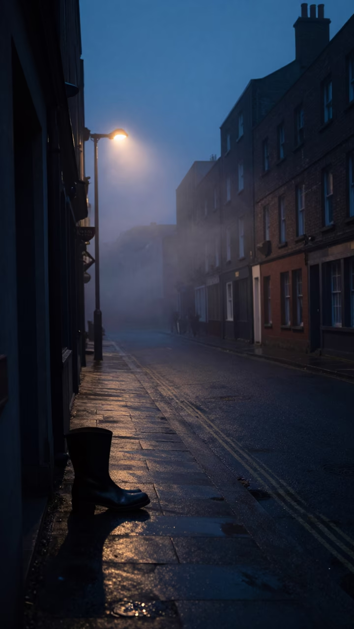 Dublin Ireland Predawn Street Scene With Steam Haze And Boot Scraper in in Dublin, Ireland