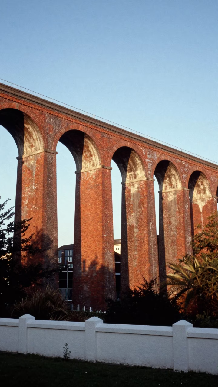 Dublin Ireland Railway Viaduct Arches Clear Late Afternoon Light in in Dublin, Ireland