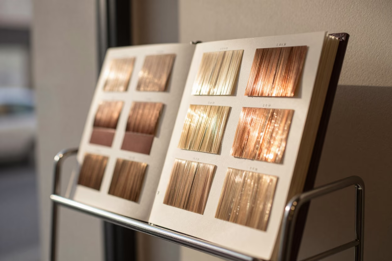 Dublin Salon Color Swatch Binder Before Client Arrival in inside a salon row in Grand Canal, Dublin