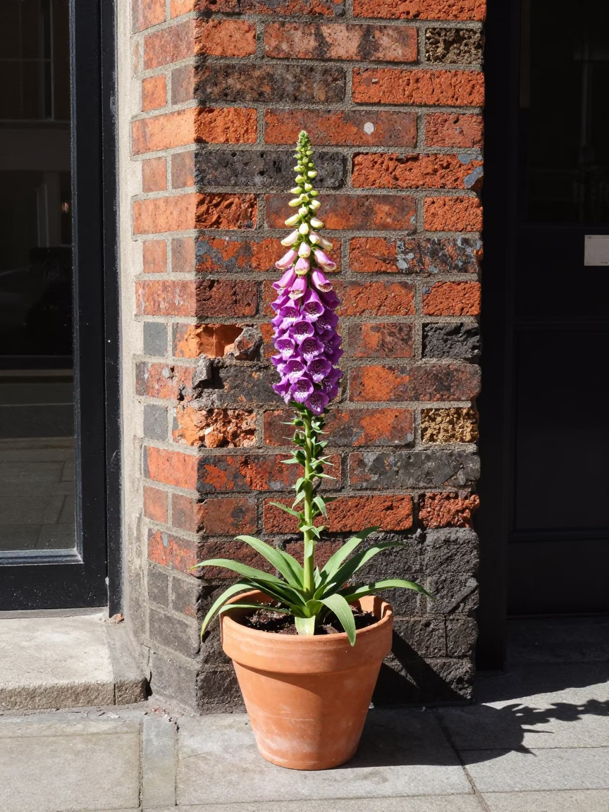 Dublin Street Corner at Noon with Flowerpot and Brick Architecture in in Dublin, Ireland
