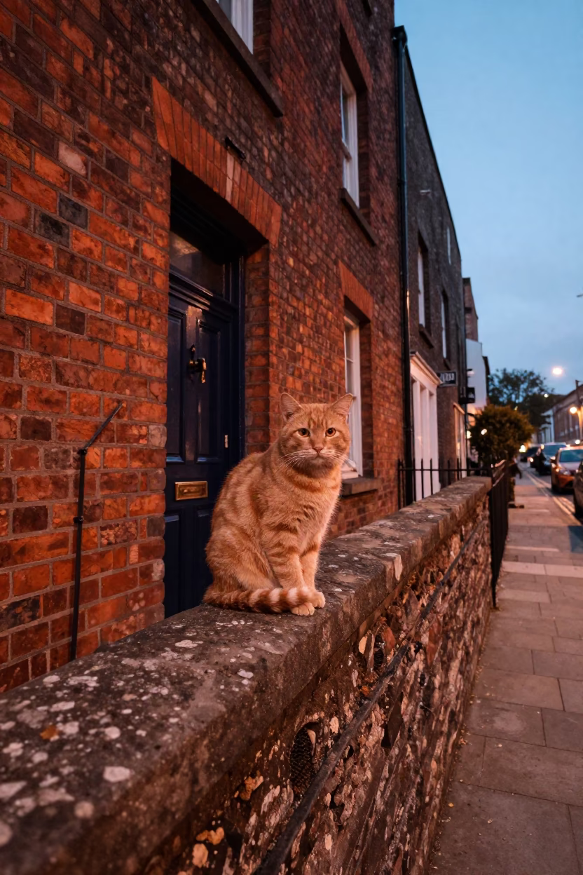 Dublin Street Scene at Copper-toned Light Before Dusk in in Dublin, Ireland