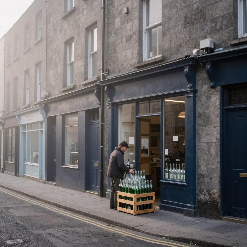 Dublin Street Scene at Dawn Light in in Dublin, Ireland