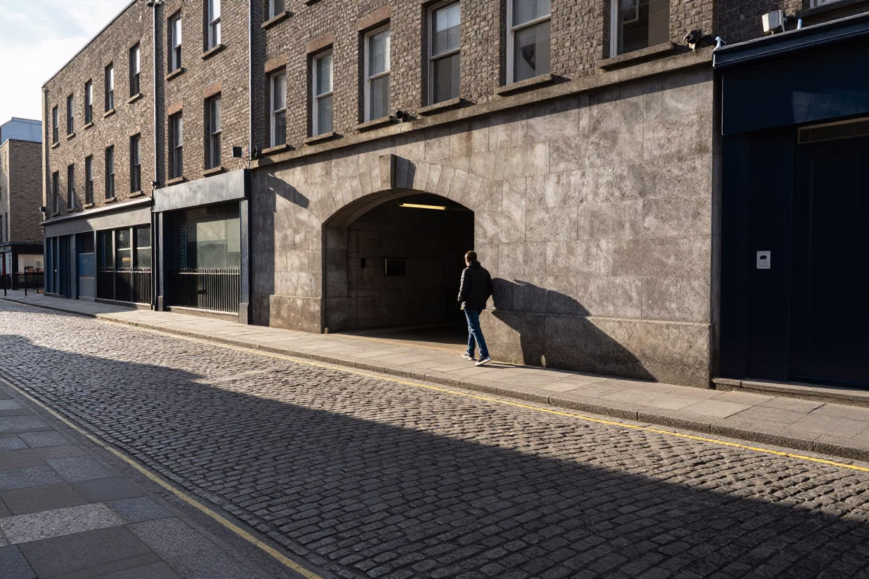 Dublin Street Scene at The Late Afternoon Light in in Dublin, Ireland