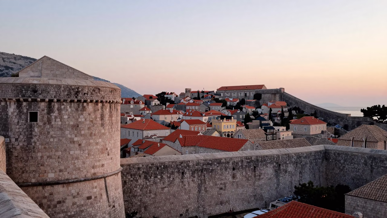 Dubrovnik Dawn Light at First Light Of Dawn in in Dubrovnik, Croatia