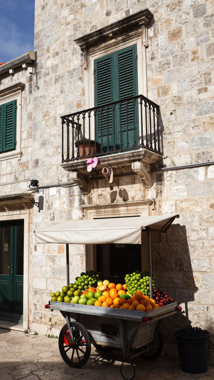 Dubrovnik Slippers at Flat Noon Light in in Dubrovnik, Croatia