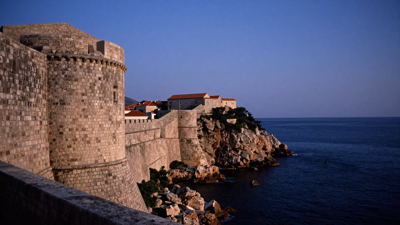 Dubrovnik Stone Walls And Adriatic Sea in in Dubrovnik, Croatia