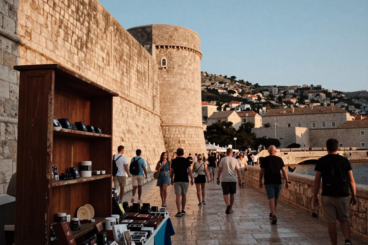 Dubrovnik Street Life at Golden Hour in in Dubrovnik, Croatia