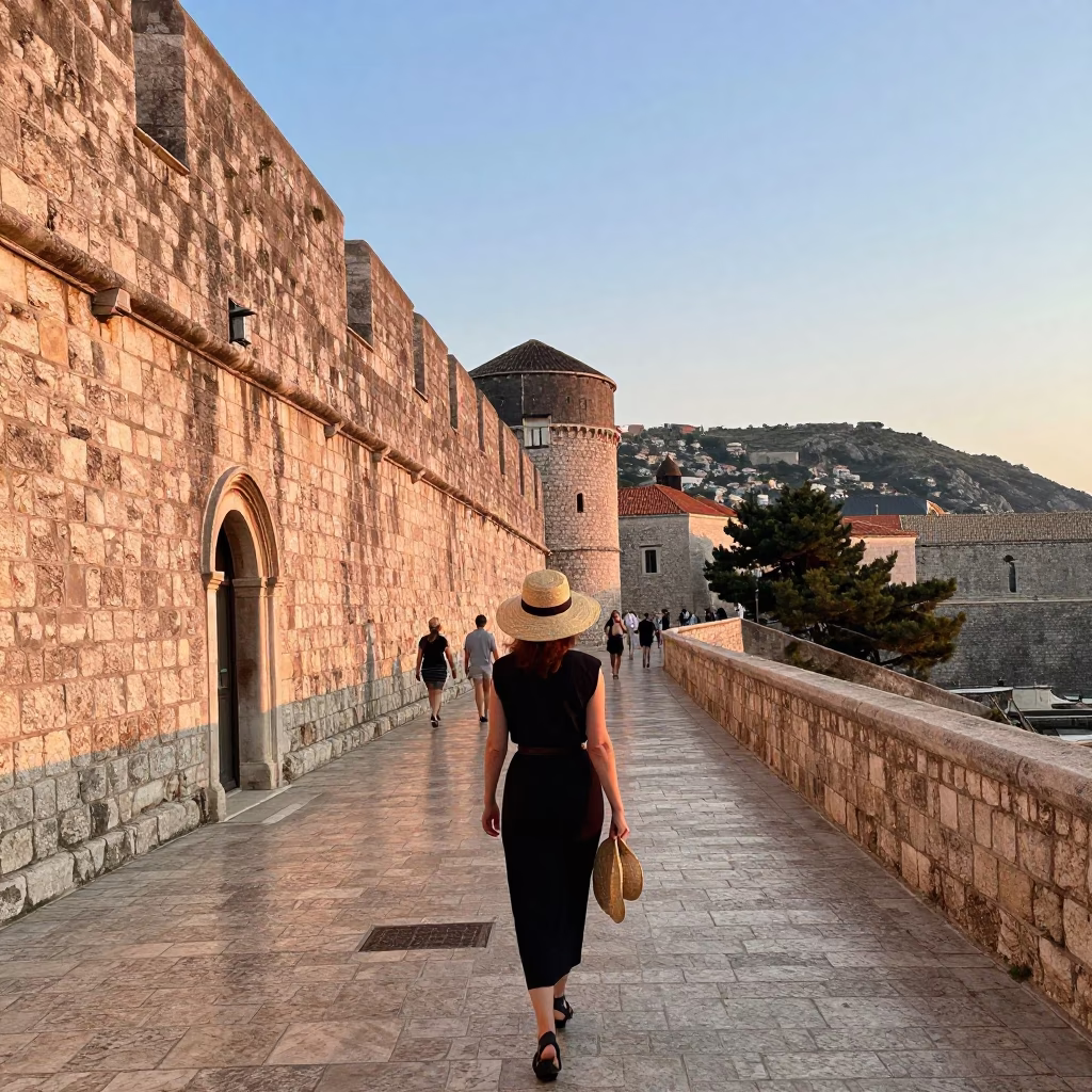 Dubrovnik Street Scene at The Early Evening Light in in Dubrovnik, Croatia