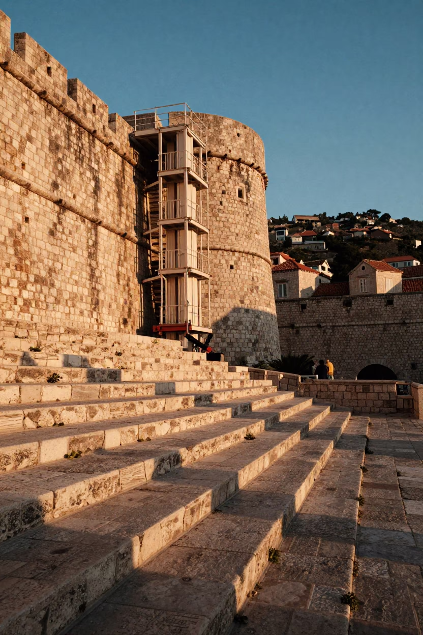 Dubrovnik Sunset Light at Sunset Light in in Dubrovnik, Croatia