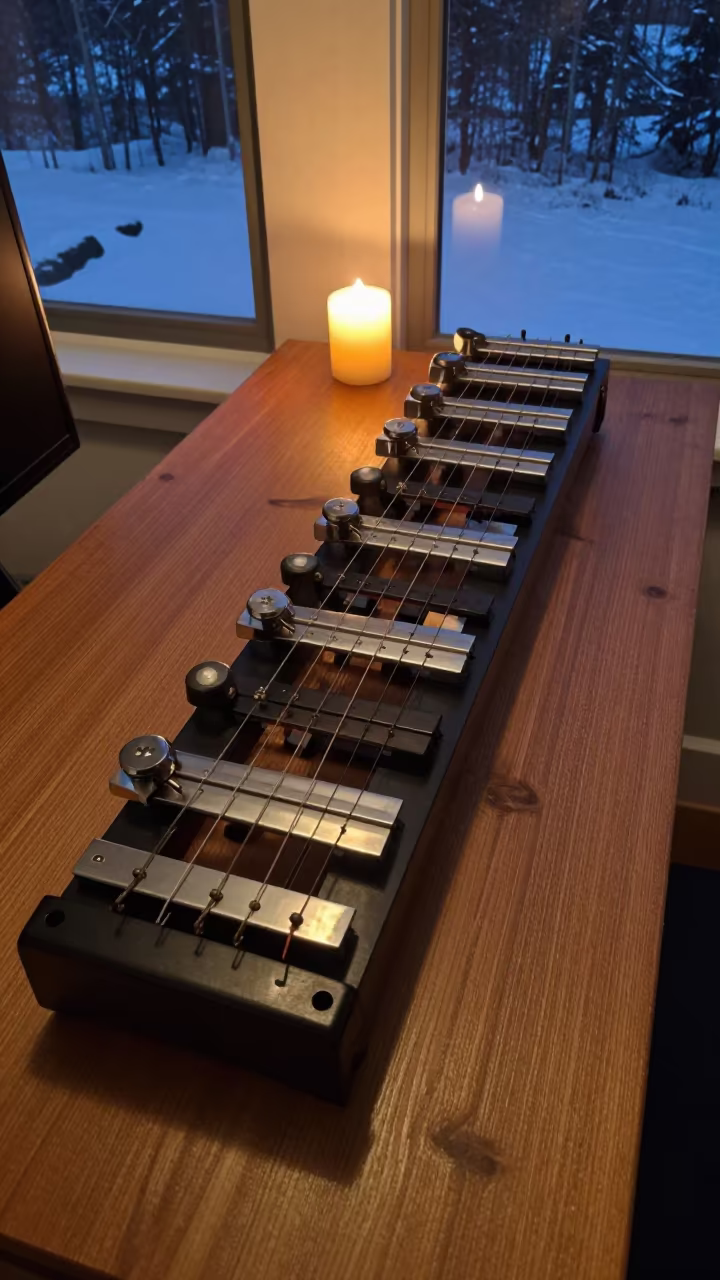 Dulcimer Hammers Resting on Strings in on a writing desk in Anchorage