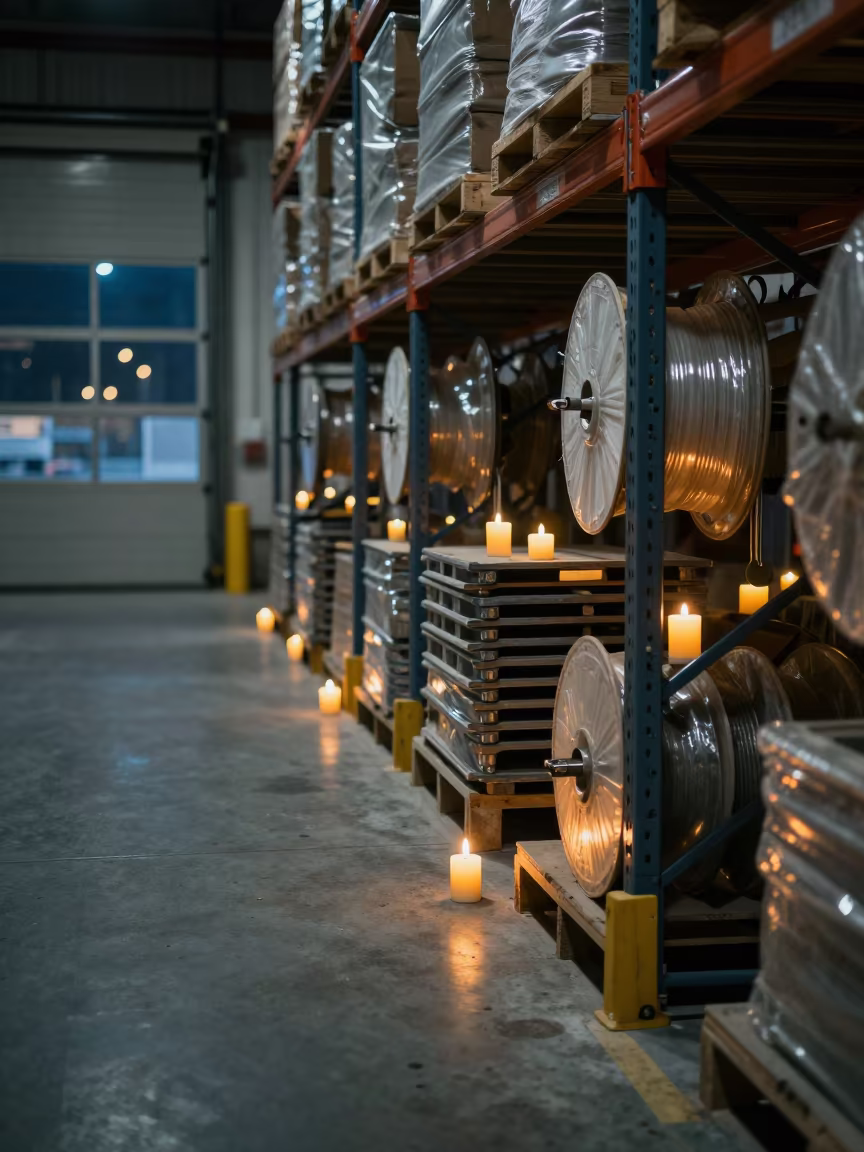Dunnage Airbag Valve Cup in Gaya Warehouse in inside a warehouse aisle in Gaya