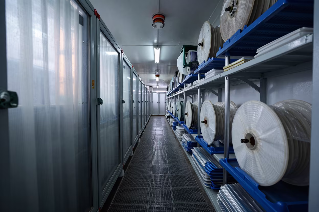Dunnage Airbag Valve Stem Cup in Guayaquil Warehouse in inside a chilled distribution bay in Guayaquil
