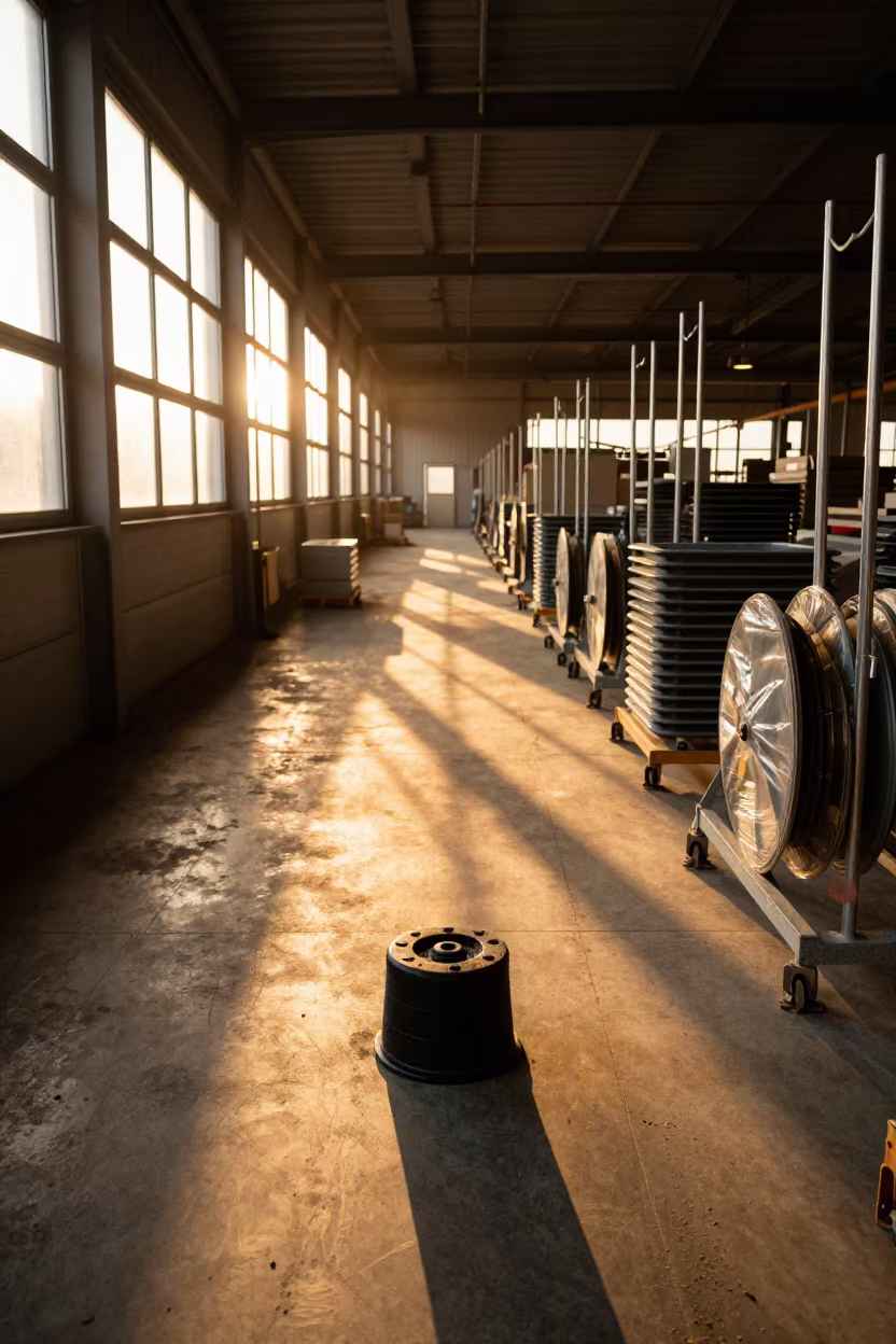 Dunnage Airbag Valve Stem Cup in Warehouse in inside a warehouse aisle near Antwerp