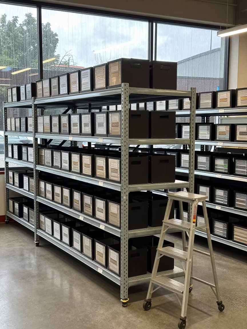 Duplicated Stockroom Shelf in Santa Cruz Retail in inside a bright retail aisle near Santa Cruz de la Sierra