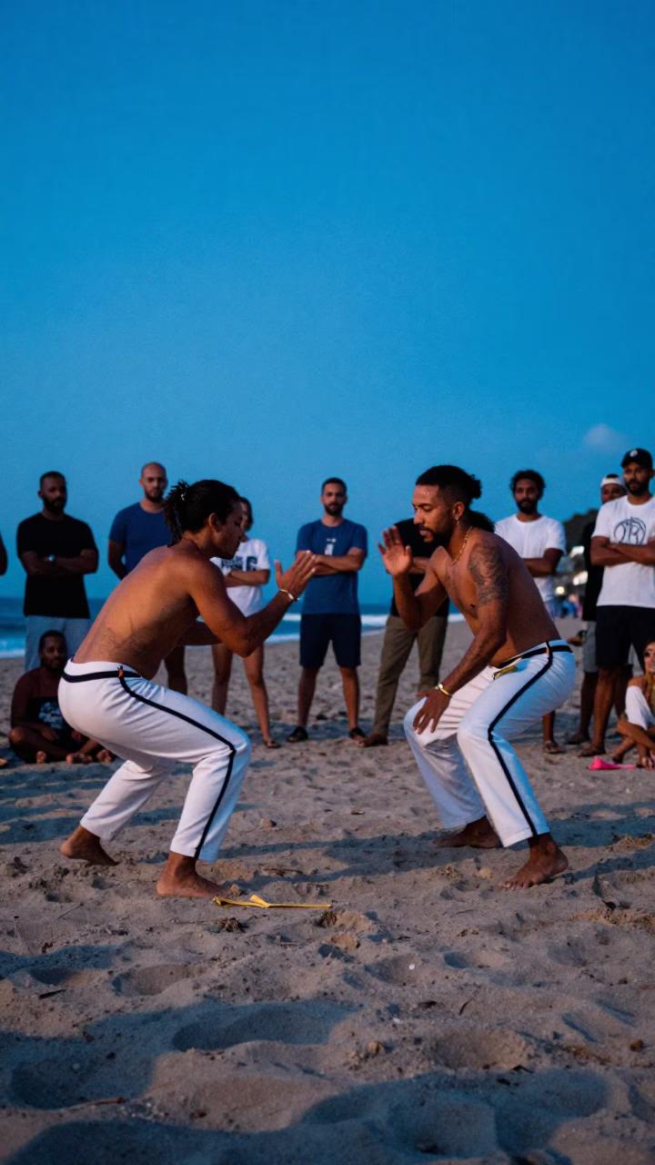 Durban Beach Evening Capoeira Circle with Nickel Latch Detail in in Durban, South Africa