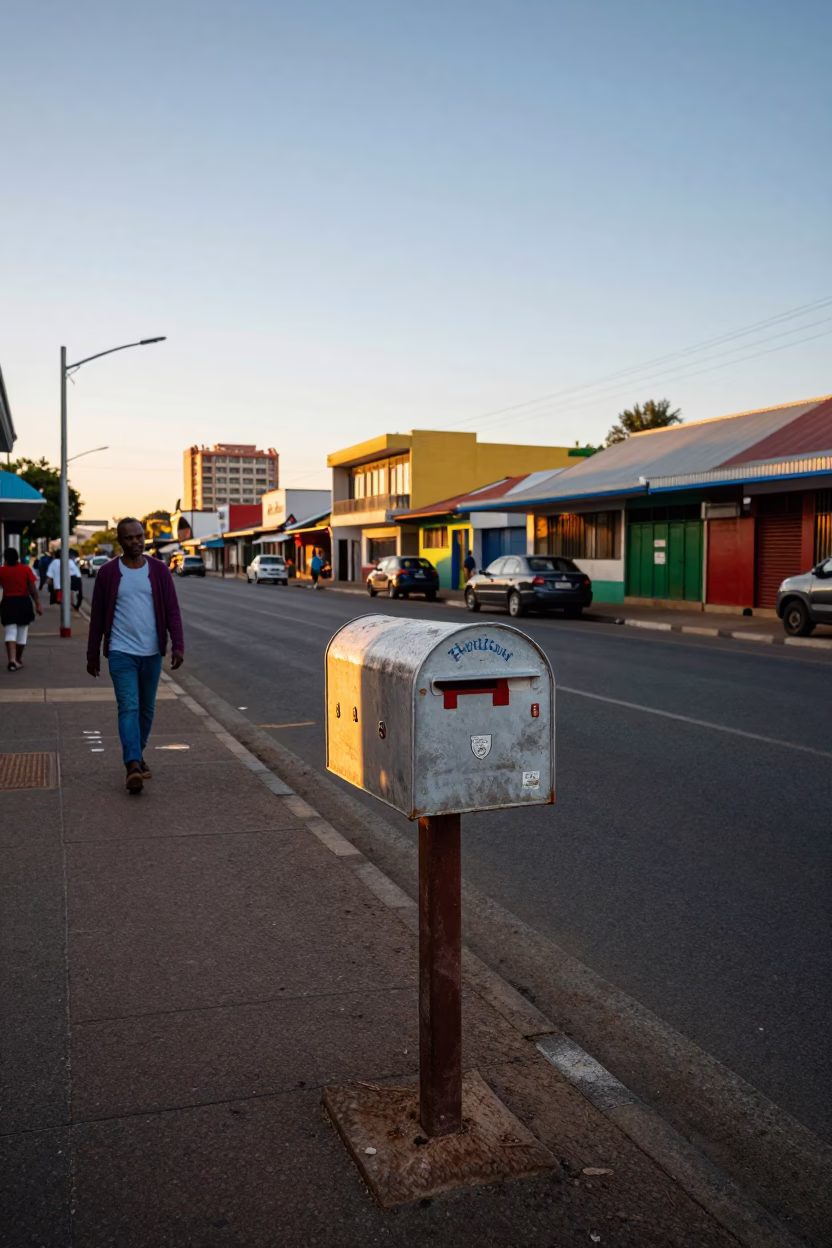 Durban Dawn Street Scene with Mailbox and Cardigans in South Africa in in Durban, South Africa