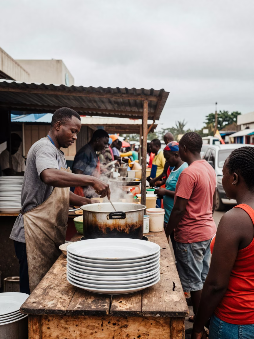 Durban Food Stall at Midday Light in in Durban, South Africa