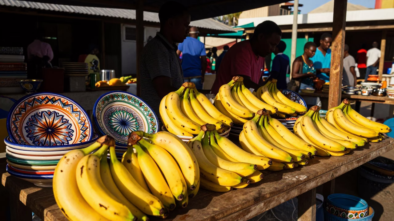 Durban Majolica Plates at The Late Afternoon Light in in Durban, South Africa