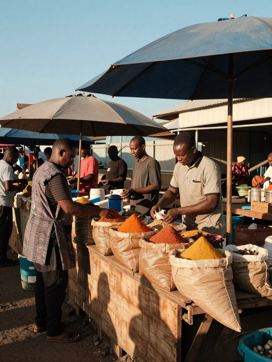 Durban Market Stall at The Early Afternoon Light in in Durban, South Africa