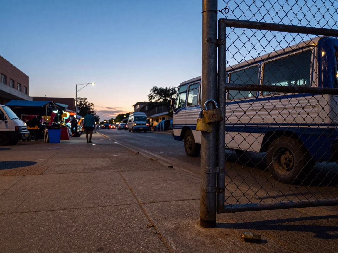 Durban South Africa Dawn Street Scene with Padlock and Local Market Activity in in Durban, South Africa