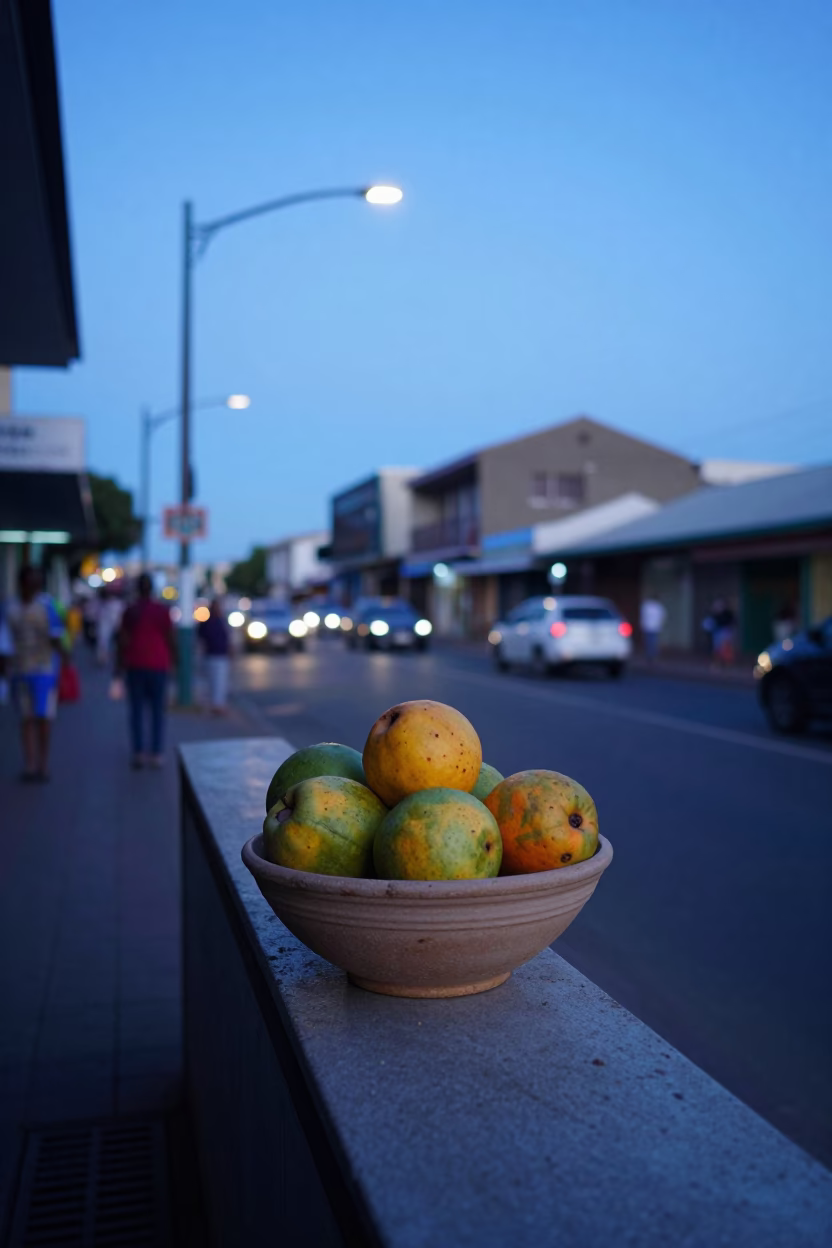 Durban South Africa Evening Street Scene with Ceramic Bowl and Drain in in Durban, South Africa
