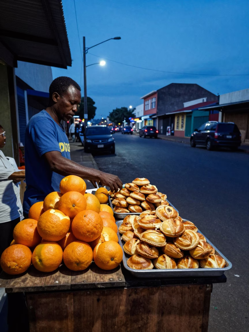 Durban South Africa Evening Street Scene with Fresh Citrus and Cultural Details in in Durban, South Africa