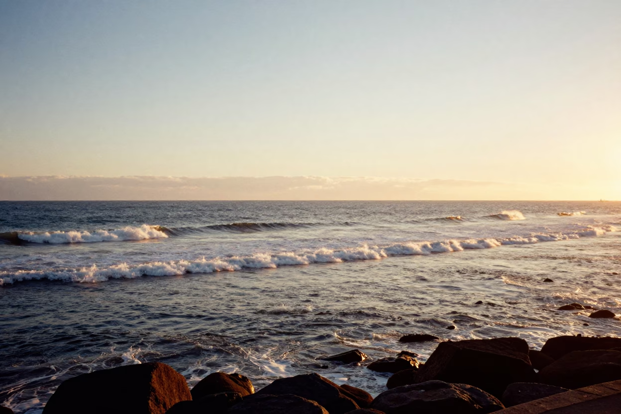 Durban South Africa Late Afternoon Golden Hour Sea View and Coastal Architecture in in Durban, South Africa