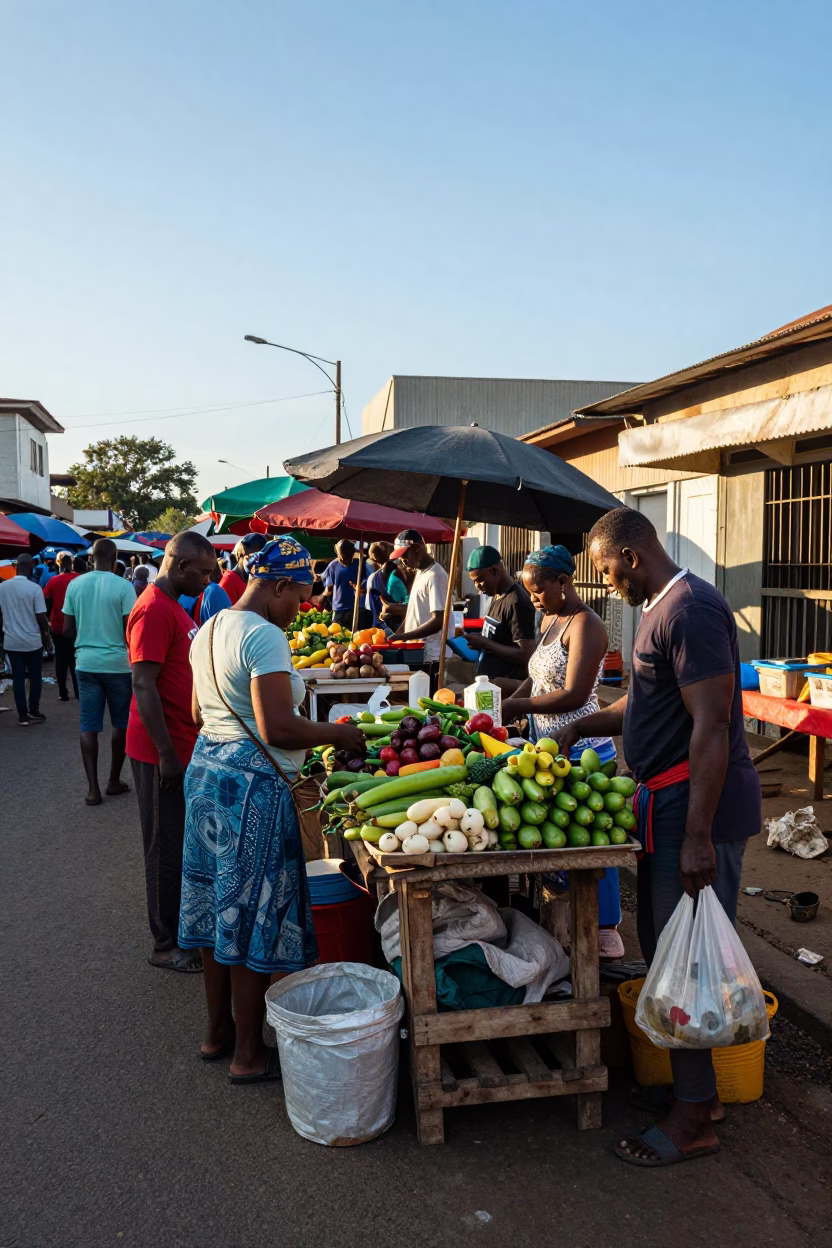 Durban South Africa Late Afternoon Street Scene With Local Market Activity in in Durban, South Africa