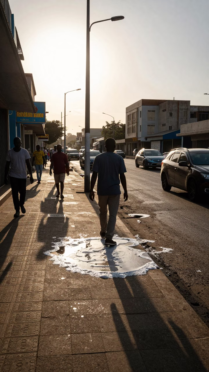 Durban South Africa Late Afternoon Street Scene with Soap Residue and Local Market Activity in in Durban, South Africa