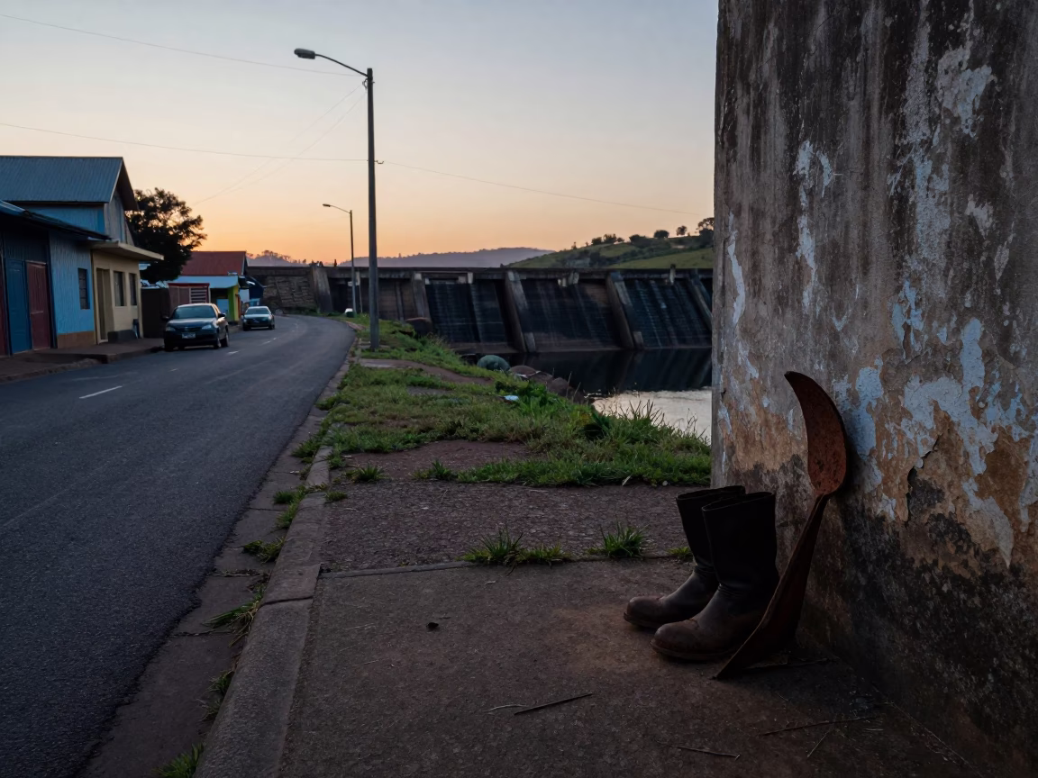 Durban South Africa pre-dawn street scene with abandoned dam and boot scraper in in Durban, South Africa