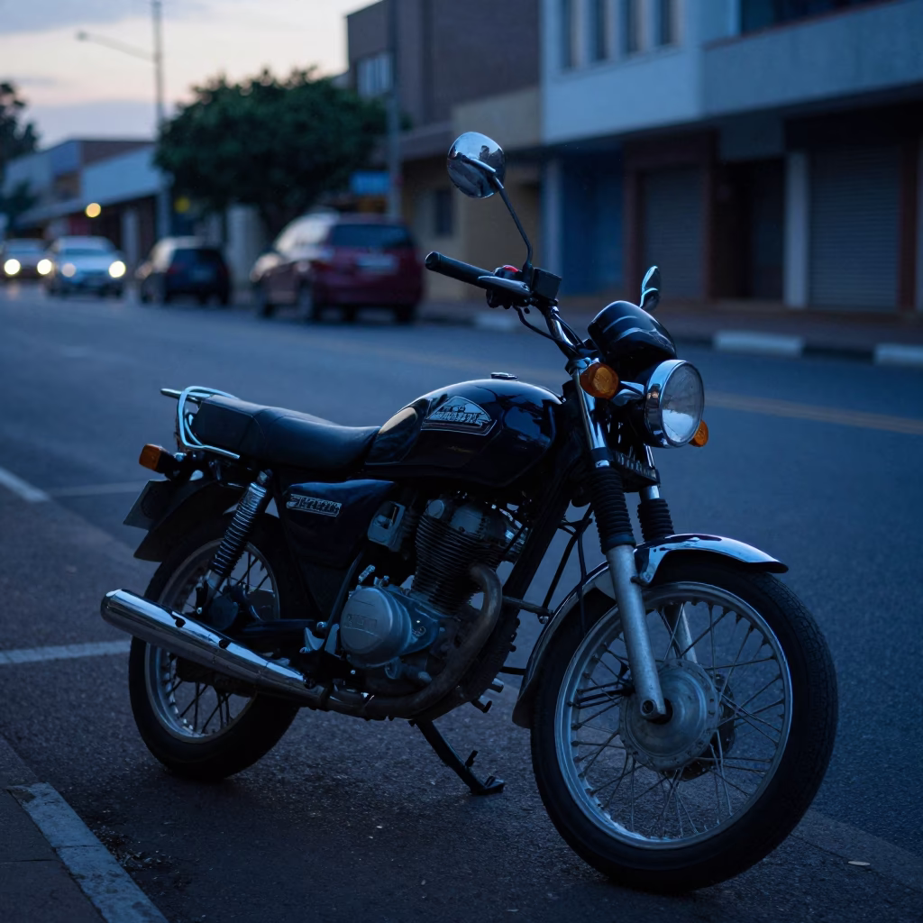 Durban South Africa Street Scene Before Sunrise With Motorcycle And Padlock in in Durban, South Africa