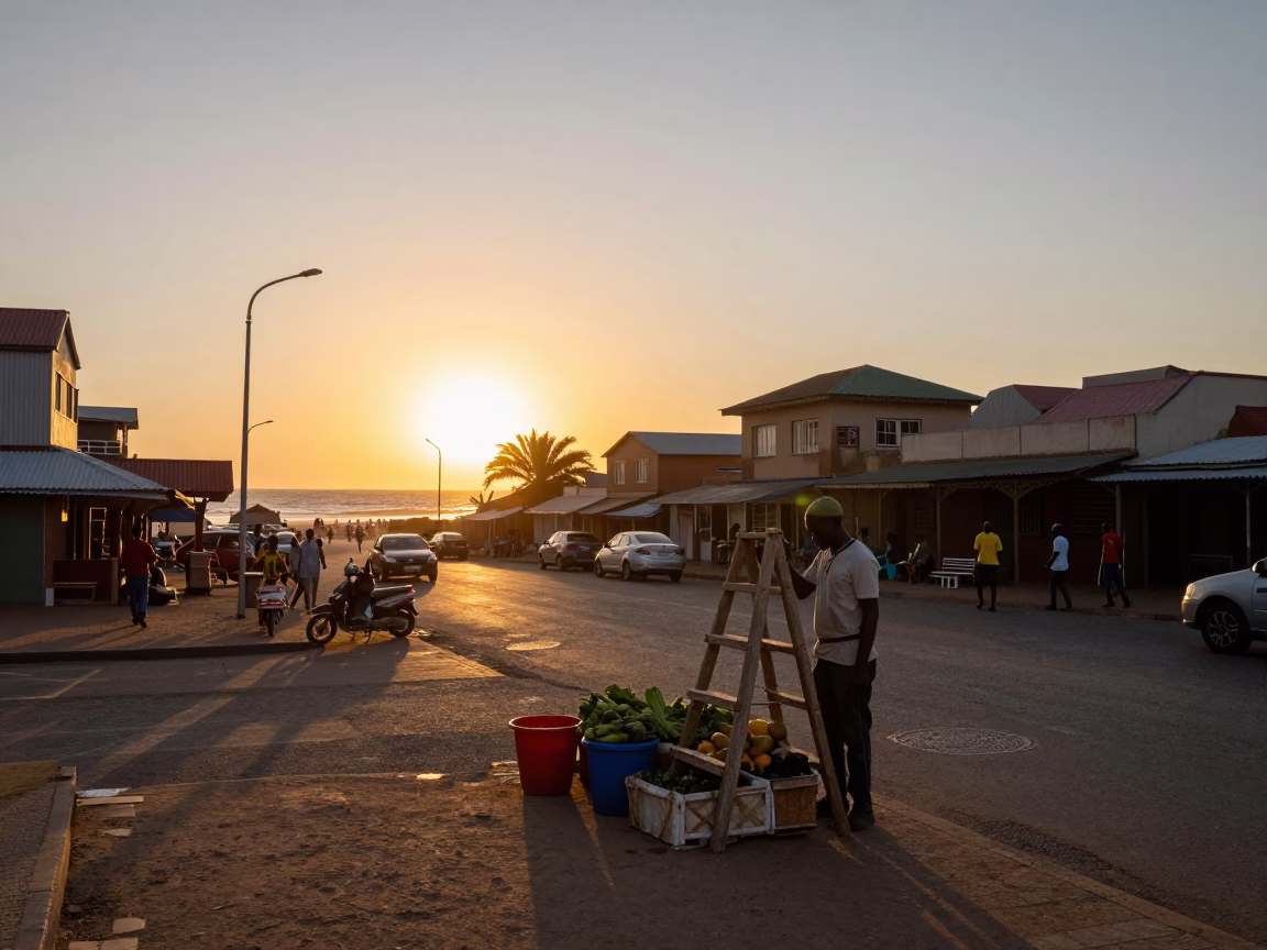 Durban South Africa Sunset Street Scene with Local Vendors and Traditional Elements in in Durban, South Africa
