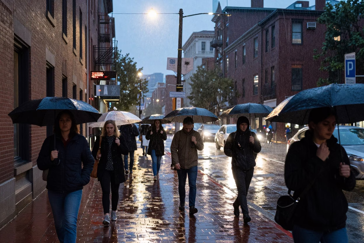 During Light in Boston at Dusk Light in in Boston, Massachusetts, United States