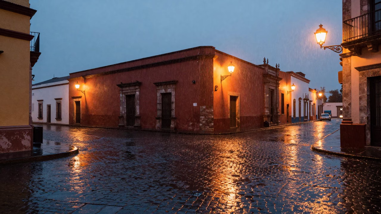 During Light in Merida at Dusk Light in in Merida, Mexico