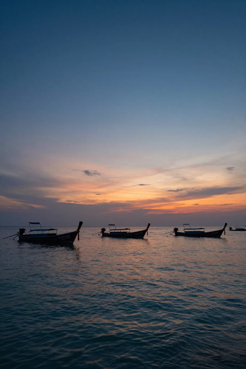 Dusk Horizon in Phuket at Copper-toned Light Before Dusk in in Phuket, Thailand