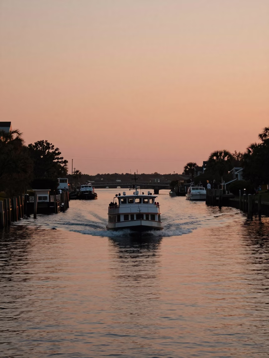Dusk Light at Copper-toned Light Before Dusk in Charleston in in Charleston, South Carolina, United States