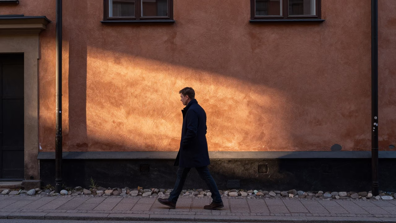 Dusk Light at Copper-toned Light Before Dusk in Stockholm in in Stockholm, Sweden