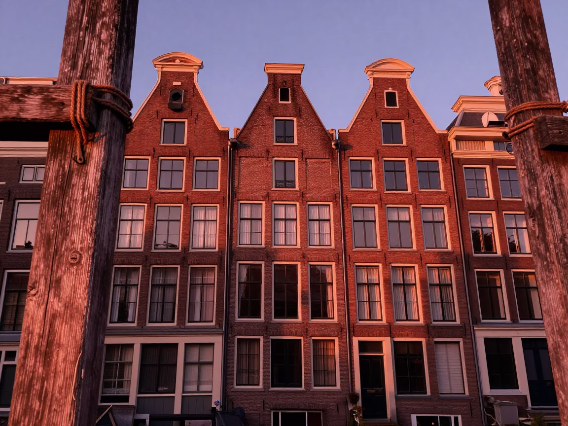 Dusk Light in Amsterdam at Copper-toned Light Before Dusk in in Amsterdam, Netherlands