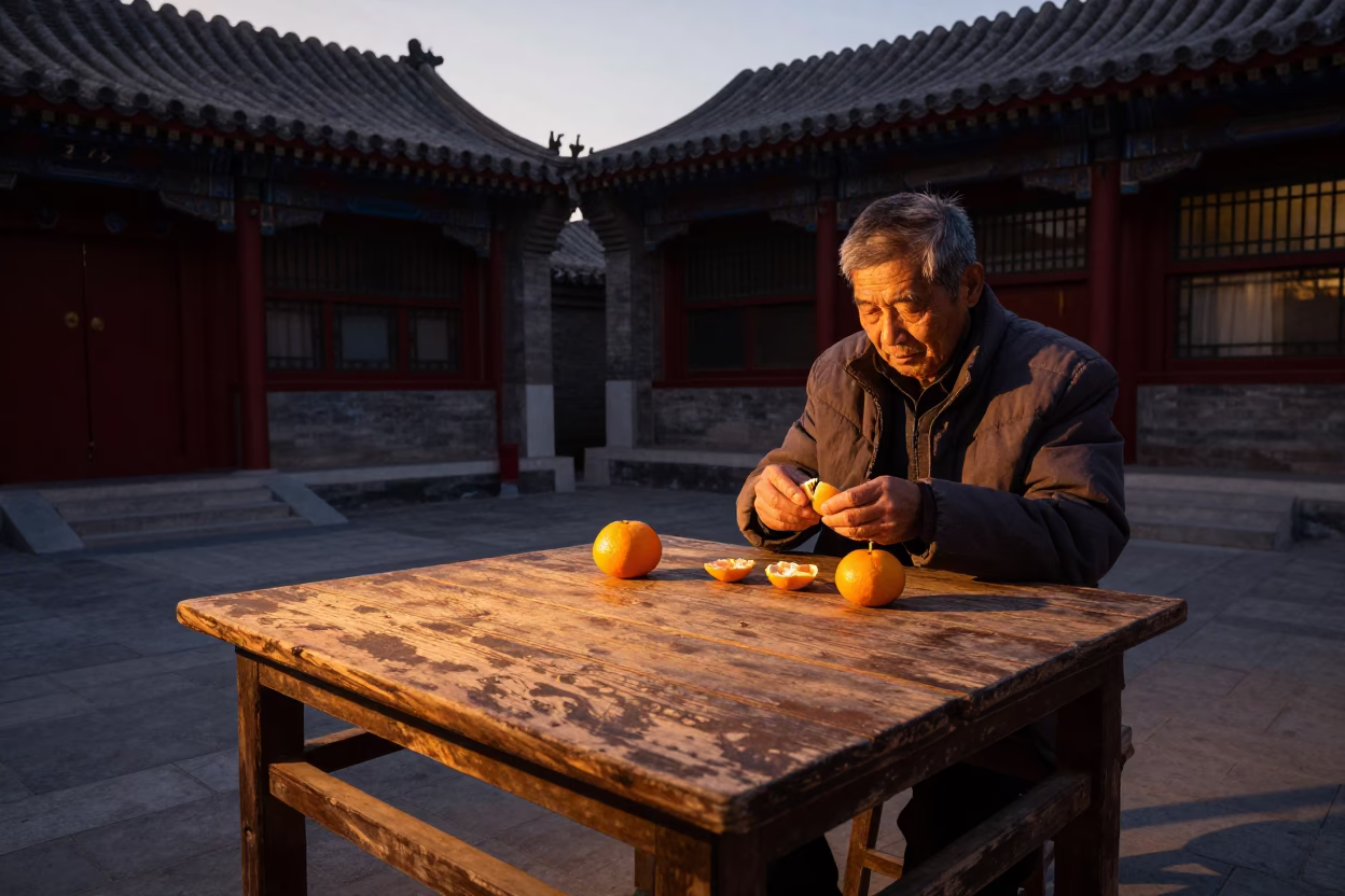 Dusk Light in Beijing at Copper-toned Light Before Dusk in in Beijing, China