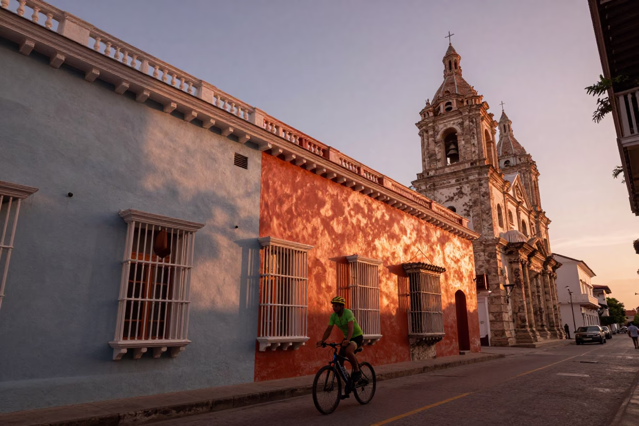 Dusk Light in Cartagena at Copper-toned Light Before Dusk in in Cartagena, Colombia