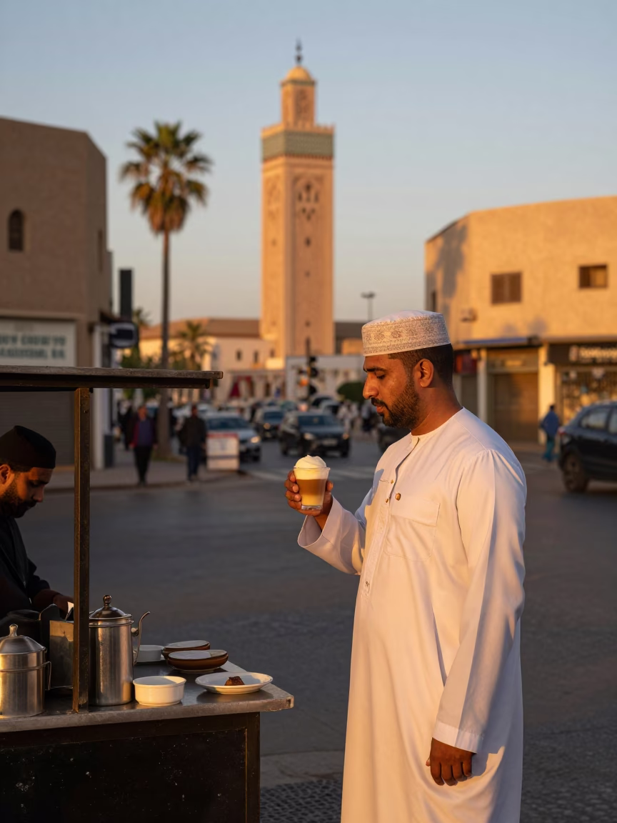 Dusk Light in Casablanca at Copper-toned Light Before Dusk in in Casablanca, Morocco