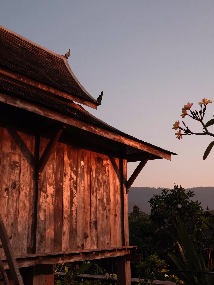 Dusk Light in Chiang Mai at Copper-toned Light Before Dusk in in Chiang Mai, Thailand